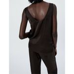 ZARA Limited Edition Chocolate Brown Embroidered Camisole Size S Photo 2