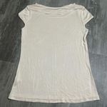 None Cowlneck Cap Sleeve Satin Blouse Beige Size Medium Photo 1