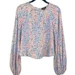AFRM Women's Long Sleeve Balloon Blouse – Colorful Animal Print – Size Medium Pink Photo 2