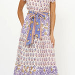 Oliphant Napa Ruffle Collar Button Floral Maxi Dress Purple Size M Photo 0