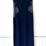 Gia Mattiolo Couture Mesh Sides Navy Dress 44 12 Blue Photo 6