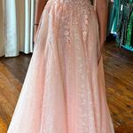 Mon Cheri Blush Prom Formal Dress Photo 0