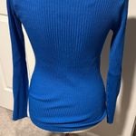 Ashley Stewart  Sweater  blue ribbed rhinestones braid cutout pullover Size 14/16 Photo 4