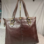 Lucky Brand  Women's Brown Leather Tote Bag Woven Details Casual​​ Photo 0
