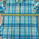 Vintage Bobbie Brooks Sz M 100% Cotton Dragonfly Button Up Green/Blue Plaid Blue Size M Photo 10