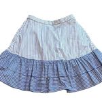 J.Crew High Rise Striped Ruffle Full Cotton Mini Skirt Pull On Blue White 0 Photo 1
