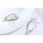 Boutique NEW White Gold-Plated S925 Simulated Diamond Heart Hoop Earrings, 14mm Photo 1