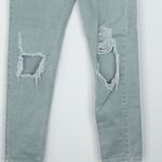 American Eagle Womens Mom Straight Jeans Size 00 Long Green Distressed Grunge Photo 2