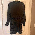 ZARA  Mini Shirt Dress Ruched Long Sleeve Black Button Down Size M‎ Photo 4