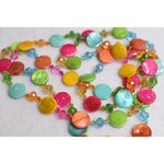 Bright Neon Disc/Beaded Single Strand Handmade Necklace Green Photo 3