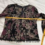 Vintage MSK Black & pink floral jacquard cardigan with beaded fringe Size M Photo 7