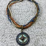 Multistrand Beaded Necklace Center Dangle Earth Tones Photo 5