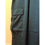 EXPRESS NWT Sz M Deep Teal Green Button Tie Waist Wide Leg Satin Cargo Jumpsuit Photo 6