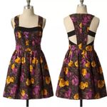 Twinkle by Wenlan Black, Purple, and Yellow Floral Silk Dress Photo 1