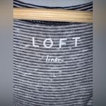 Loft  Large Navy White Stripe Short‎ Sleeve Round Neck Linen T-shirt Photo 2