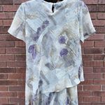 VTG 90s Y2K Sage Green Purple Watercolor Crinkle Overlay S/S Maxi Dress Size 12 Photo 7