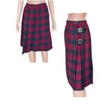 FLORENCE WALSH Vintage Pleated Plaid Wool Kilt Size 14 Red Photo 1
