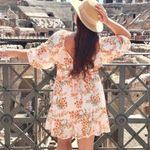 🎈White/Orange Floral Mini Dress Amazon Size L Orange Size L Photo 1