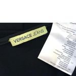 Versace LUXURY CHIC BLACK DRESS GOLD LOGO BUCKLE V NECK LONG SLEEVES JERSEY Photo 4