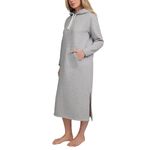 Lands' End Hooded Lounger Dress Womens Size XL Heather Gray Long Sleeve Kangaroo Photo 1
