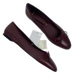 Mango MNG Bow Leather Ballet Flats Burgundy Size 39/US 8.5 Photo 3