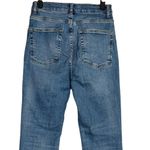 ZARA  Bootcut High Rise Straight Jean Stretch Raw Hem Zip Button 2 Blue #3324 Photo 4