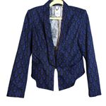 Robert Rodriguez  Navy Printed Blazer Jacket Long Sleeve Office Size 6 Photo 0