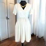 Zenana faux wrap dress sand cream fit & flare pockets casual surplice small Photo 5