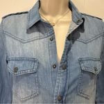 joe's jeans  The Shirt Chambray Shirt XS Blue Snap Front Long Sleeve Western Boho Photo 7