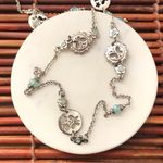 Brighton  Extra Long Chain Necklace Blue Glass Beads & Butterly Motif Photo 2