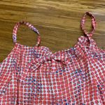 Nu New York Women's Sleeveless Ruffle Neck Tank Top Pink Patterned Casual Large Photo 3