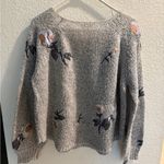 Woven Heart  Gray Floral Women's Sweater size Medium pullover Photo 1