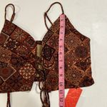 Cider Boho Patchwork Lace-Up Crop Top Brown Rust Size L NWT Photo 5