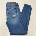 American Eagle  Outfitters Ripped Blue Skinny Jeans size 8 Regular Photo 11