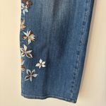 Driftwood  Royce Straight Leg Jeans Indigo Detached Floral Embroidery Medium Wash Photo 3