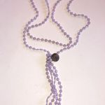 Vintage Light Purple Lavender Flat Bead Beaded Tassel Necklace Photo 2