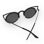 new Laser Cut Round Metal Mirror Lens Sunglasses ☀︎︎ Shiny Black / Silver Lens Photo 9