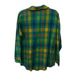 J.NNA Women's Green Yellow Plaid Long Sleeve Button Up Shirt Size Small Collared Photo 3