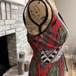 Angie  Abstract Tank Bohemian Boho Maxi Sun Dress Black‎ Red Medium Southwestern Photo 7
