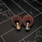 Vintage Clip On Earrings Dark Amber Tone Dangle Photo 6