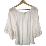 Lucky Brand White Swiss Dot Layered Short Sleeve Blouse S Photo 1