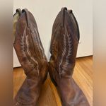Cowgirl Western Pointed Toe Boots Two Tone Brown Leather Size 11 Photo 5