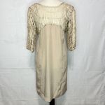 Hot & Delicious  Champagne Gold Crocheted Shift Dress Size M Photo 6