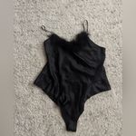 Victoria's Secret Vintage  Satin Feather Lingerie Set Sz L Black Robe & Bodysuit Photo 5