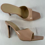 Wild Diva‎ Lounge Vegan Leather Square Open Toe Stiletto Heeled Pump in Tan Sz 8 Photo 0