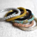 Source Unknown 6 Stackable Multi Color Crystal Glass Beaded 5 Inch Like New Bracelets Photo 0