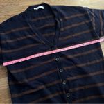 ZARA  casual Navy and Brown V-Neck Sweater oversized cardigan size M preppy Photo 2