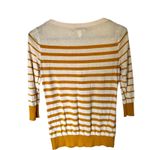 Banana Republic Stripe Button Sweater White Mustard Cotton Rayon Nautical XS Photo 4