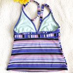 Nike  Striped Halter Swim Top Sz 10 Photo 6