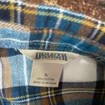 Duluth Trading Women Free Swing in Flannel Button Down Shirt Sz L Brown Plaid Blue Size L Photo 2